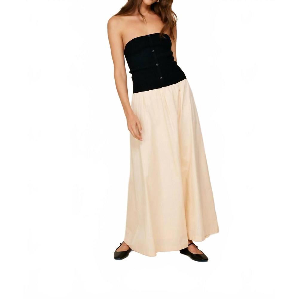 NEW LINE AND DOT tanner strapless dress in black/taupe